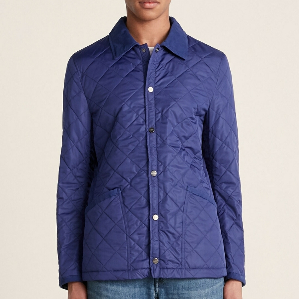 Husky Corduroy Trim Quilted Jacket